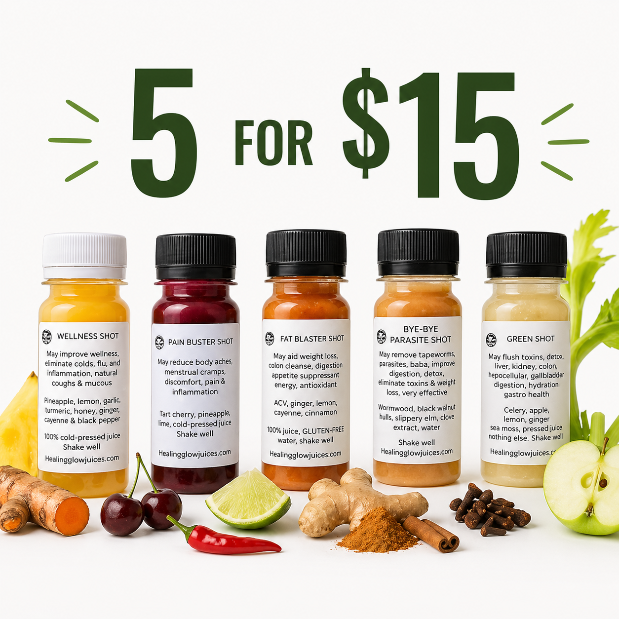 5 for $15 shots